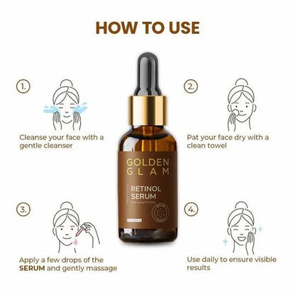 Drpshippr Retinol Anti-Ageing Face Brightening Serum in 30ml bottle, minimizes spots and reveals an even, bright skin tone.