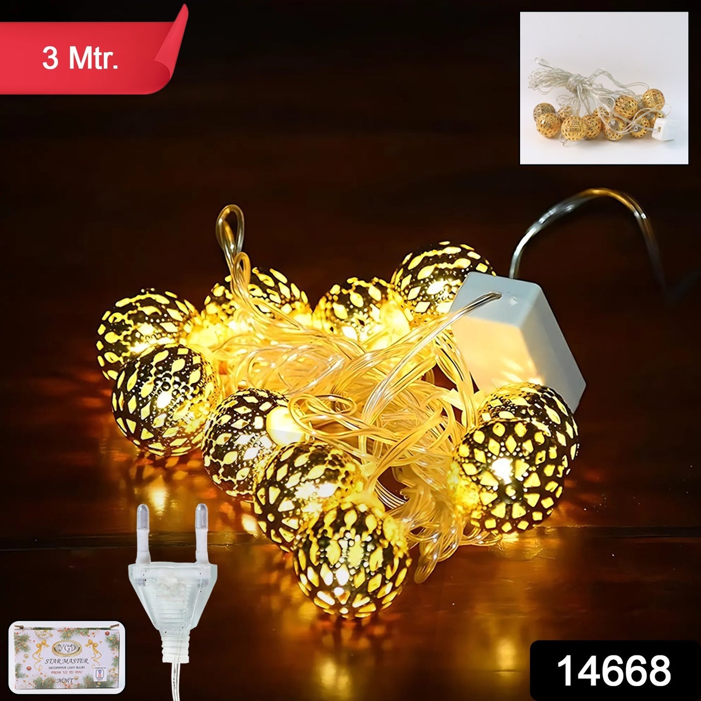 Decorative Metal Ball Led String Light (3 Meter )