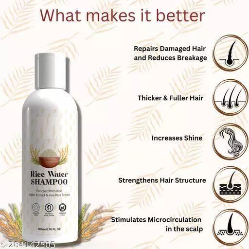 Drpshippr rice water hair shampoo, paraben and sulphate-free, in a pack of two, natural hair care product, bottle with label.