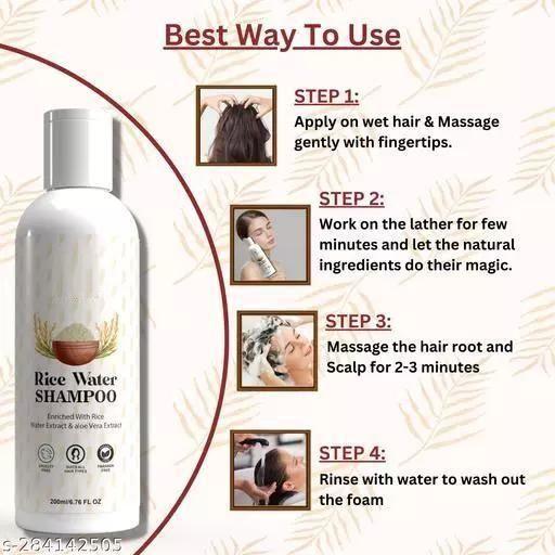 Drpshippr Rice Water Hair Shampoo pack of 2, sulfate and paraben-free, natural hair care product with rice water extract.