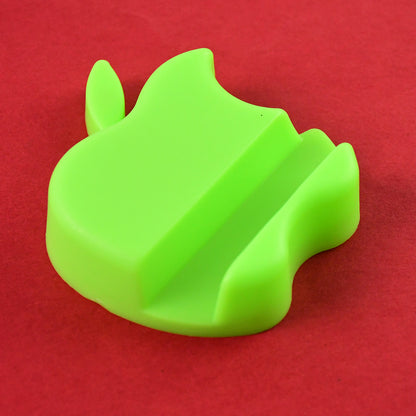 Set of three colorful apple-shaped plastic mobile phone holders from Wukusy, designed for secure phone support and display.