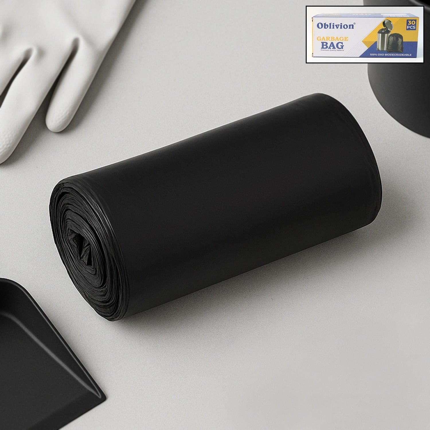 Black medium-sized Wukusy garbage bag, 24x32 inches, suitable for home improvement and waste disposal.