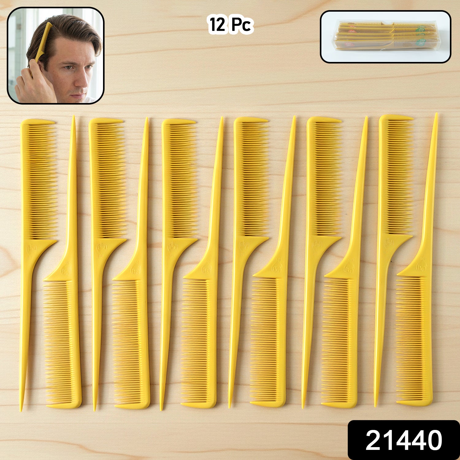 Professional Tail Comb Set For Hair Styling (12 Pc Set)