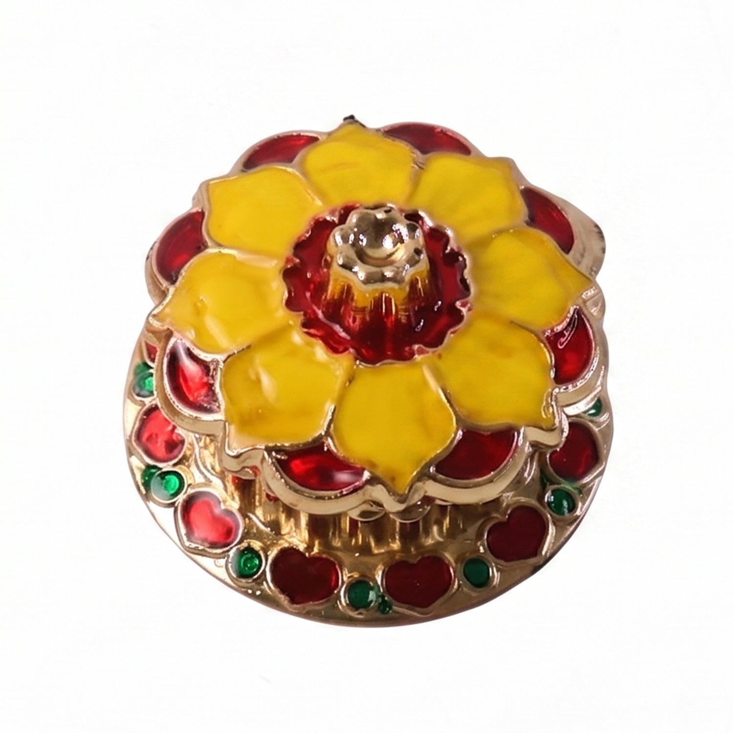 Decorative Golden Kankavati Kumkum Box Traditional Sindoor Holder Pooja (1 Pc)