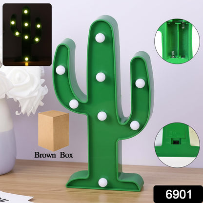 Wukusy LED cactus desk lamp on office desk, energy-efficient LED table lamp with cactus design, battery not included