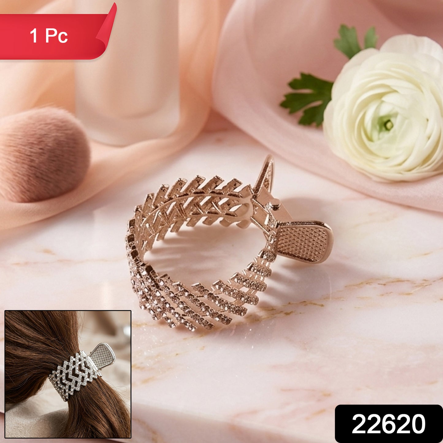 Elegant Crystal Studded Metal Hair Claw Clip (1 Pc)