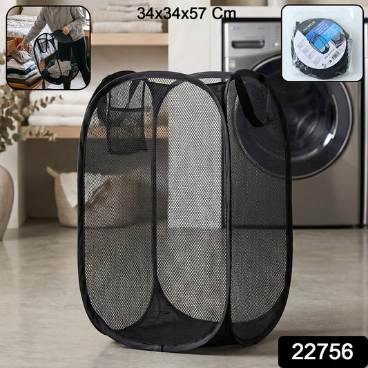 Collapsible Mesh Laundry Hamper Portable Clothes Storage Basket(1 Pc34x34x57cm)