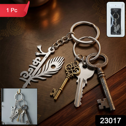 Wukusy premium metal Kanha keychain featuring a detailed Hanuman figure with intricate design on a metal keyring.