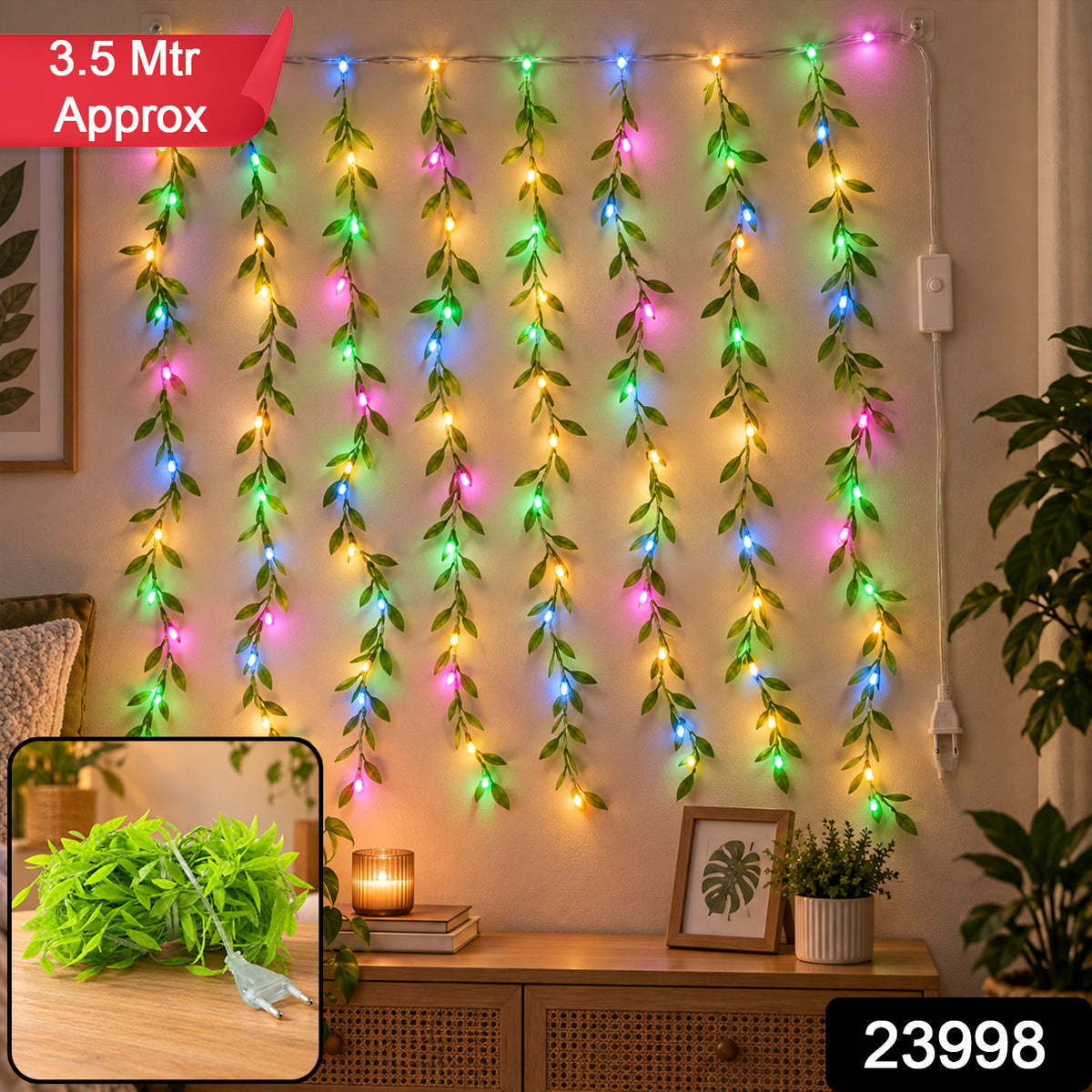 Bis Certified Decorative Leaf Led Curtain Light With Button Controller (1 Pc Approx. 3.5 Mtr)