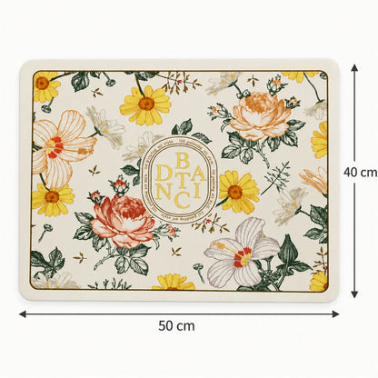 Wukusy floral print absorbent bathroom mat, quick-dry bath mat in 50x40 cm, featuring colorful floral design on soft fabric.