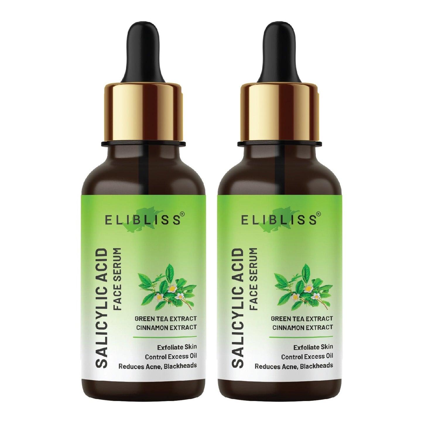 Drpshippr Salicylic Face Serum for acne marks and brighter skin, shown in a pack of 2, in a clear serum bottle with dropper.