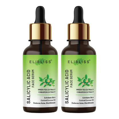 Drpshippr Salicylic Face Serum for acne marks and brighter skin, shown in a pack of 2, in a clear serum bottle with dropper.