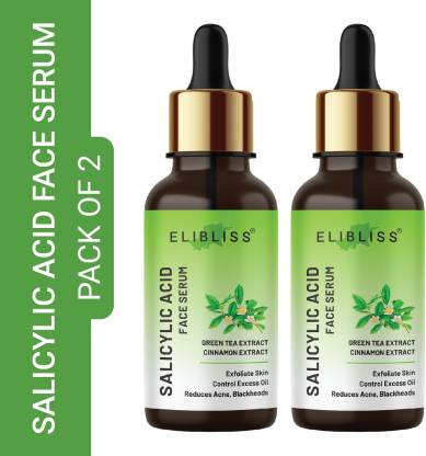 Drpshippr salicylic face serum for acne and marks, brightening skin, shown in a pack of two bottles in a beauty and personal care image.