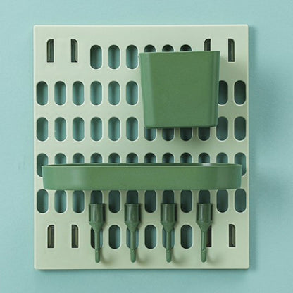 Plastic Wall Mounted Pegboard Kitchen Organizer With Hooks And Tray Set (1 Set)