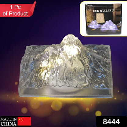 Wukusy plastic iceberg night light with clear LED flame-less mountain design, ideal for home decor, bedroom, or party ambiance.