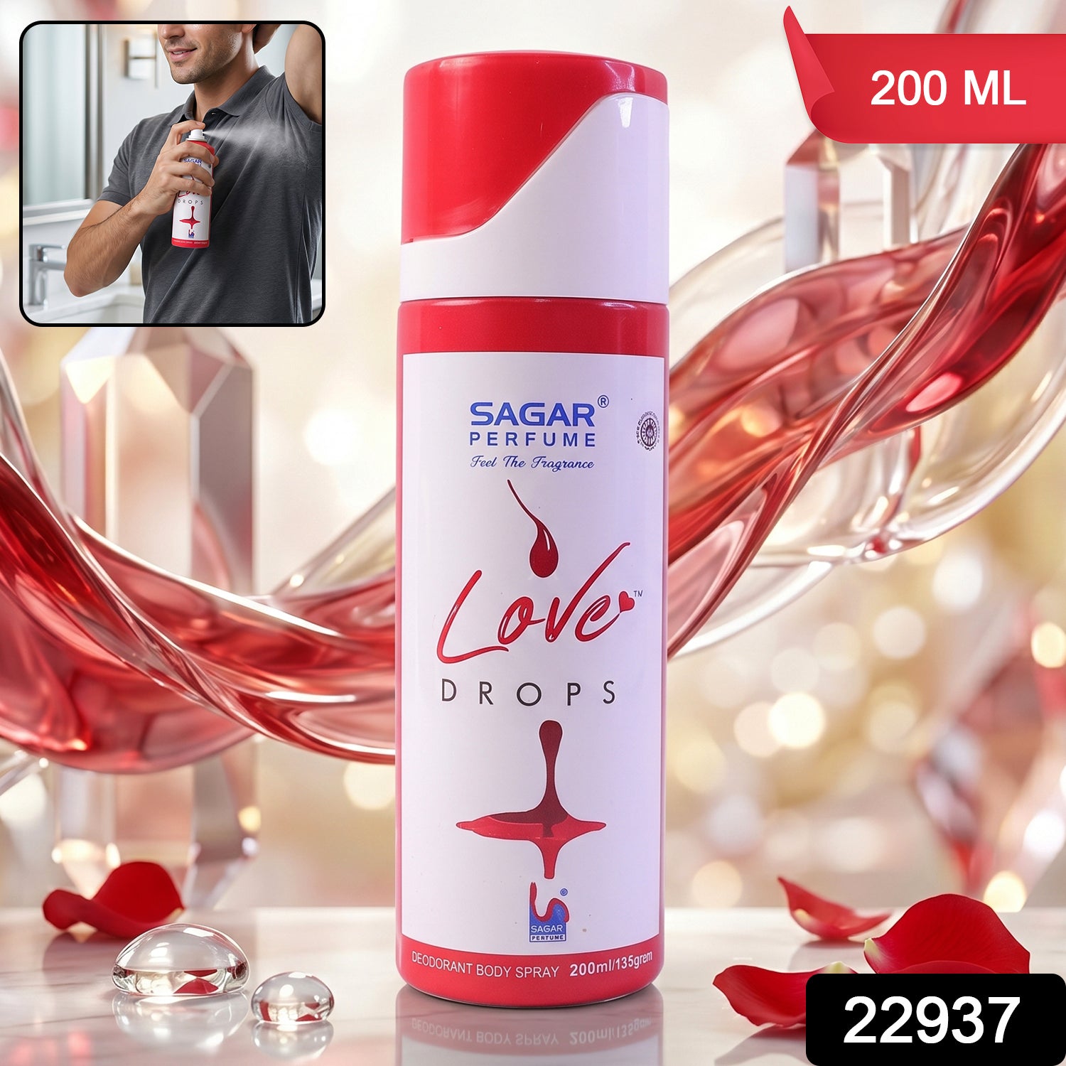 Sagar Love Drops Perfume Deodorant Body Spray Long Lasting (200 Ml)