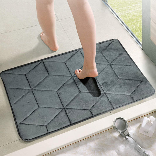 Seasons Foam Bath Mat Rug for Bathroom, Grey