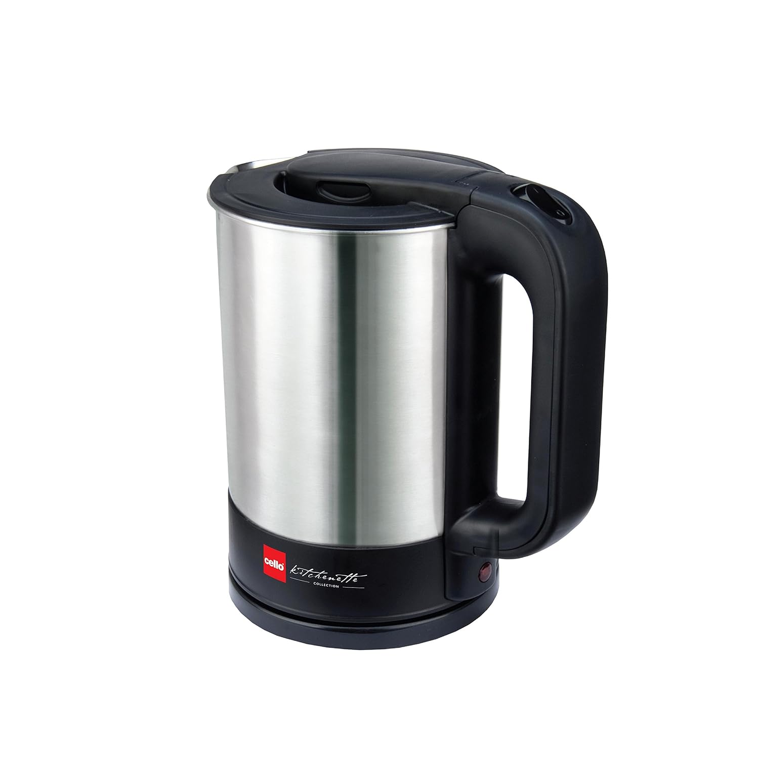 Seasons Cello Quick Boil 800 electric kettle, 1.7L silver and black, with sleek modern design and ergonomic handle.