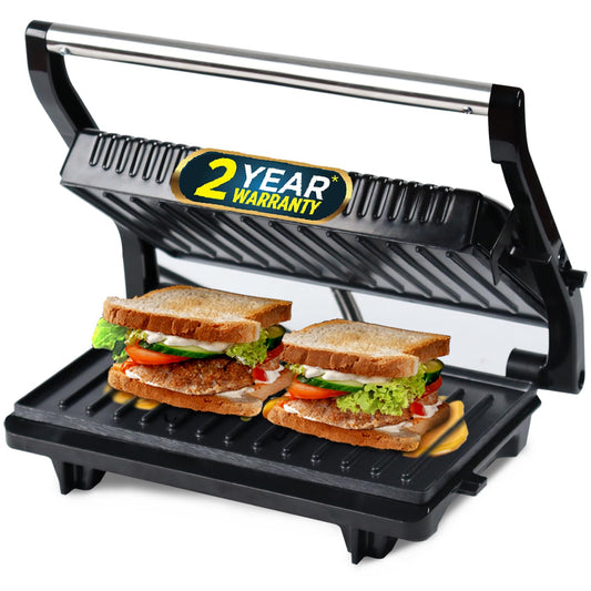 iBELL SM515 Sandwich Maker, 750 W, Panini Grill Toast, 180 Openable, Floating Hinges, Grill  (Black)