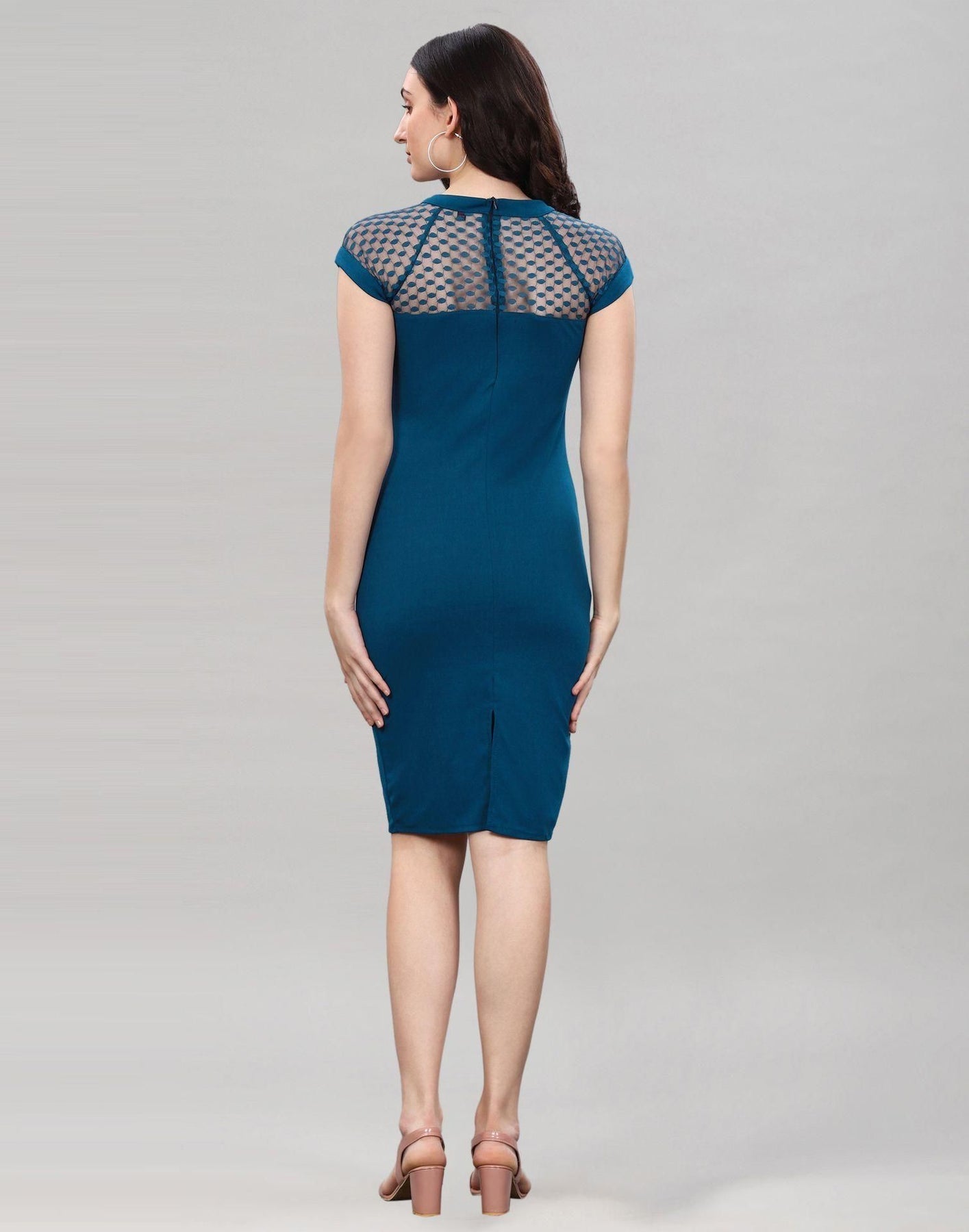 Drpshippr SELVIA women's lycra solid short dress, fitted design, sleeveless, perfect for casual or summer wear.