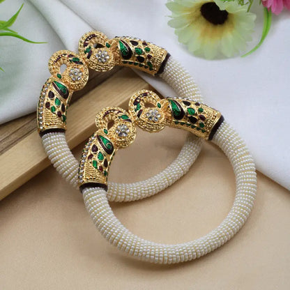 Traditional Peacock Design Pearl Bangles for Women