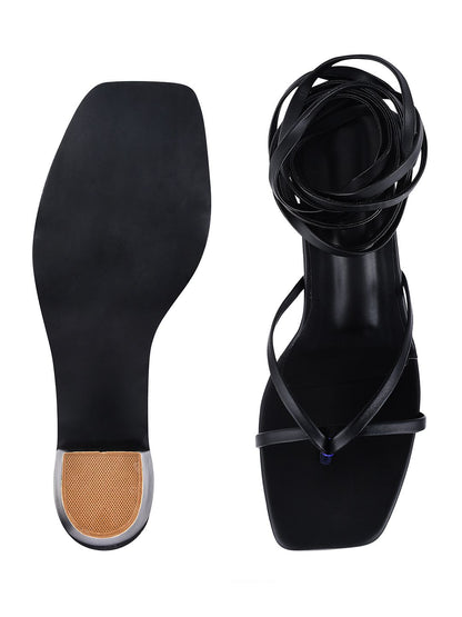 SHOETOPIA WOMEN BLACK HEELS SANDAL
