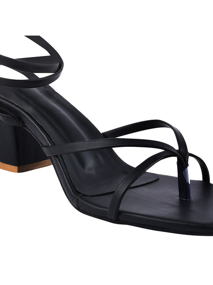 SHOETOPIA WOMEN BLACK HEELS SANDAL
