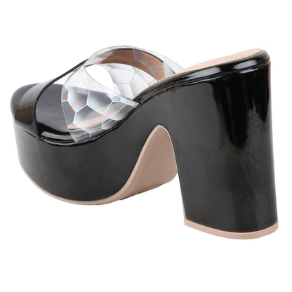 SHOETOPIA WOMEN BLACK HEELS SANDAL