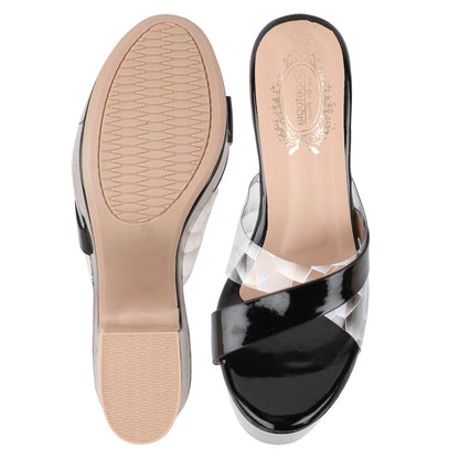 SHOETOPIA WOMEN BLACK HEELS SANDAL