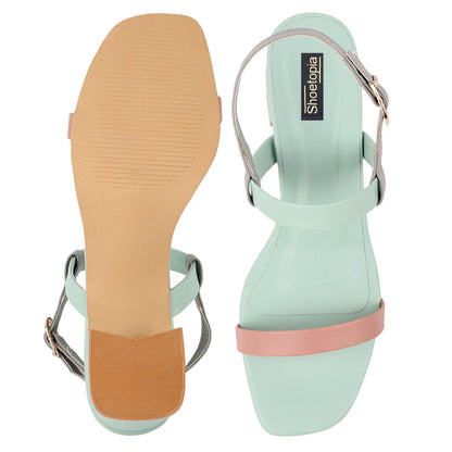 SHOETOPIA WOMEN'S SLIP ON BLOCK HEELS