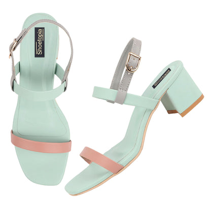 SHOETOPIA WOMEN'S SLIP ON BLOCK HEELS