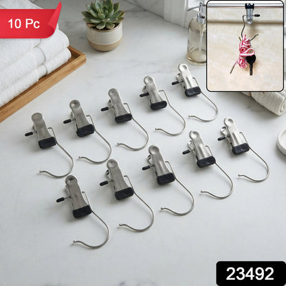 Metal Pants Trouser Clip Holder Hangers With Hooks For Wardrobe Storage (10 Pc)