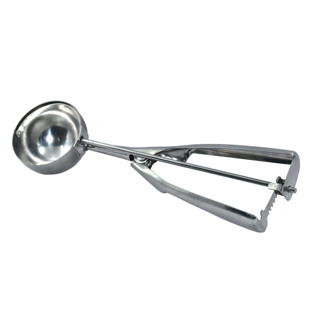 Wukusy 2408 stainless steel ice cream scoop with trigger release, small size, premium quality serving spoon for ice cream and desserts.