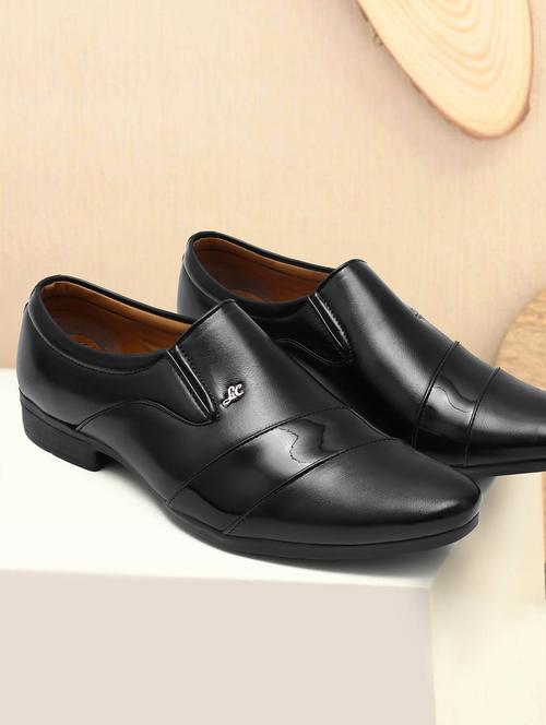 Black slip-on shoes from Drpshippr featuring a sleek, solid design and comfortable fit for everyday wear.