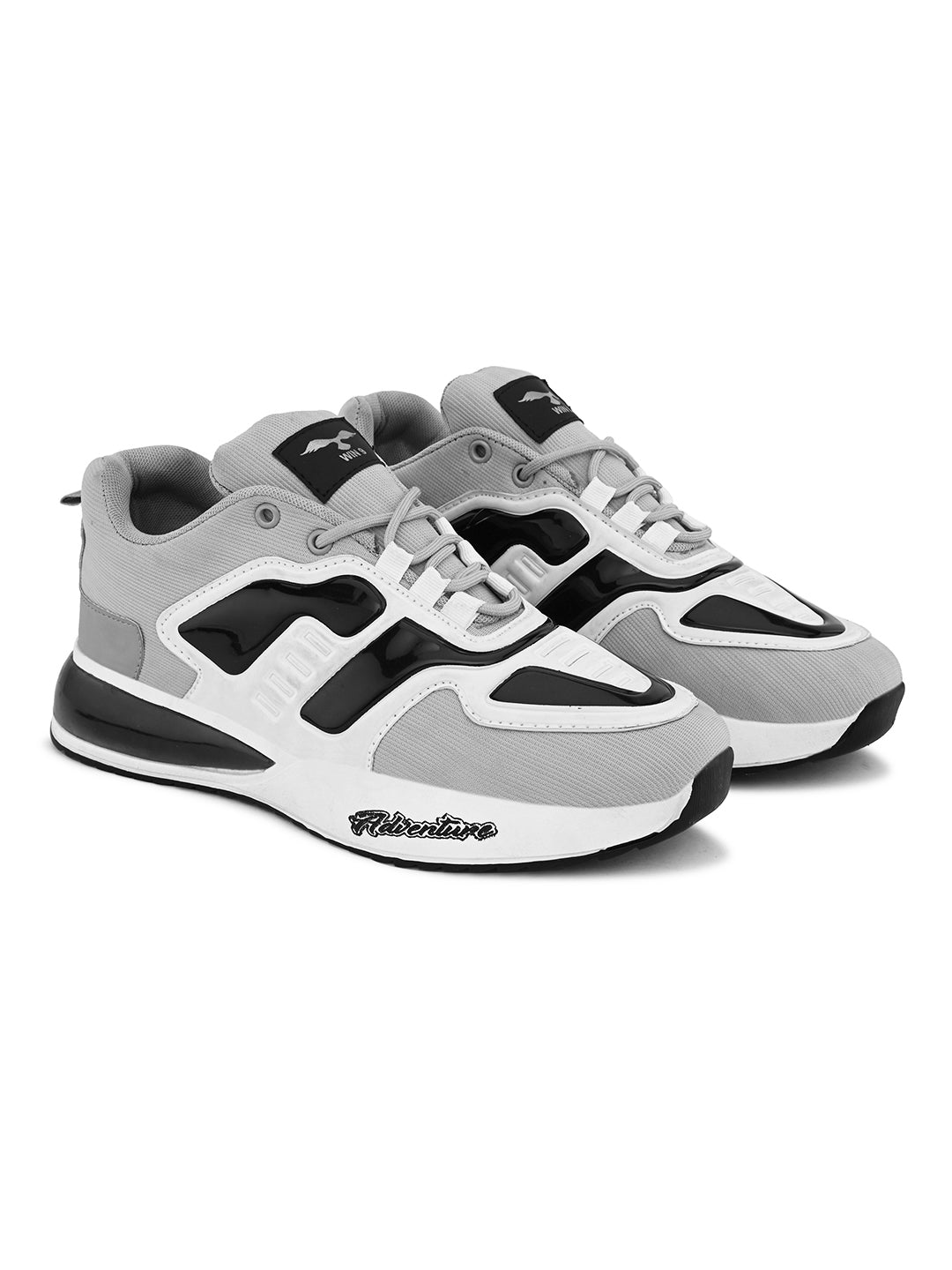 Pair of black and white Drpshippr sports shoes for outdoor activities, featuring breathable mesh and cushioned soles.