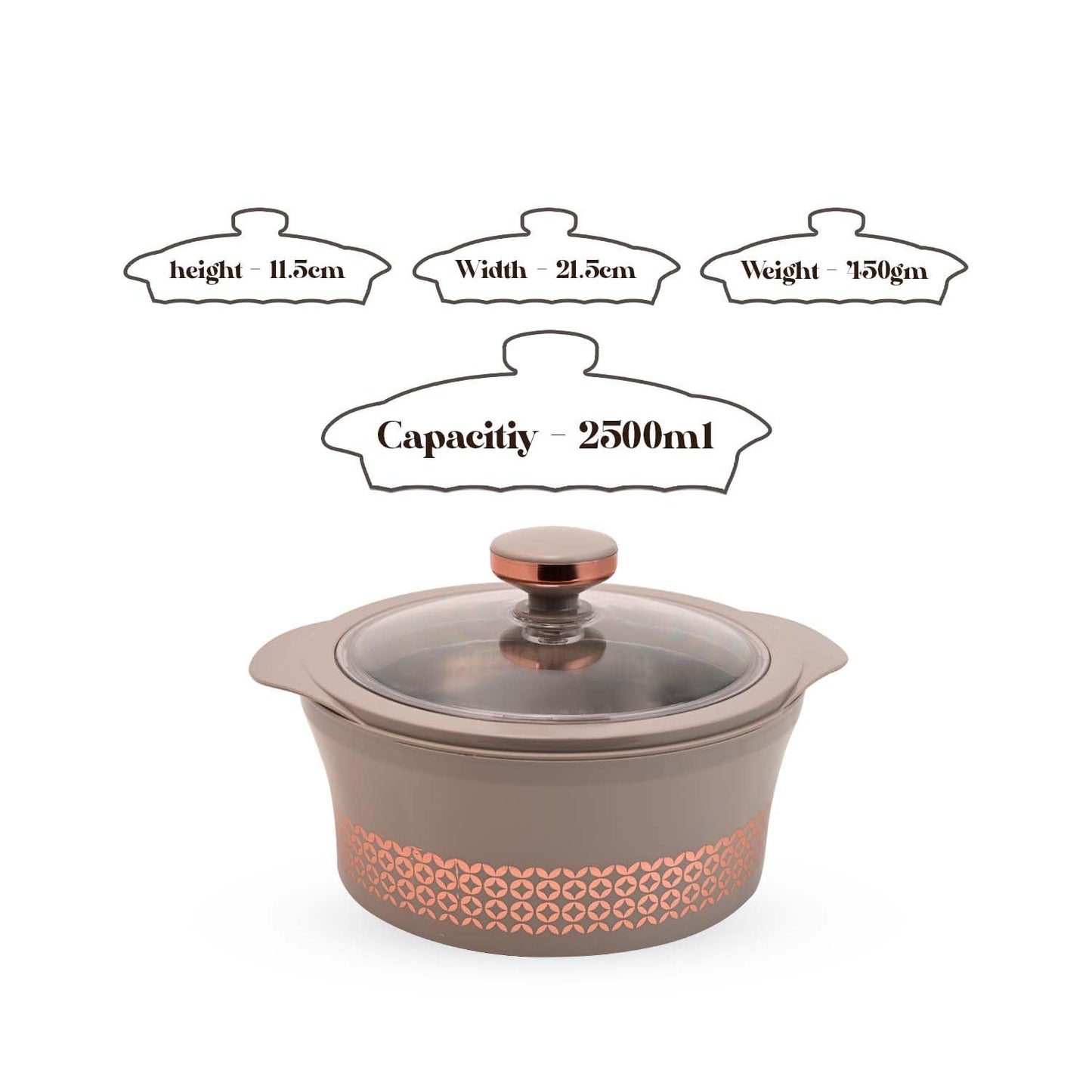 Stainless Steel Casserole with Glass Lid|HotPot Thermosteel Insulated Casserole|Roti Server-2500 ML|