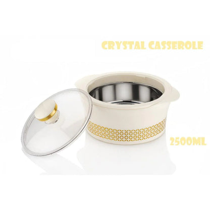 Stainless Steel Casserole with Glass Lid|HotPot Thermosteel Insulated Casserole|Roti Server-2500 ML|