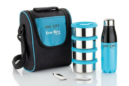 Steel Combo Lunch Box,4 Containers-800ML and 1 Insulated water bottle &Spoon