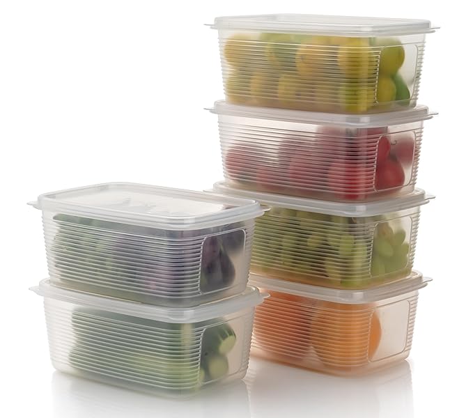 Super Store Plastic Fridge Container - 1800 ml (Pack of 6)