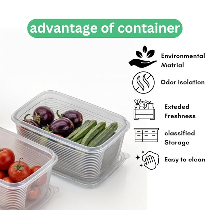 Super Store Plastic Fridge Container - 1800 ml (Pack of 6)