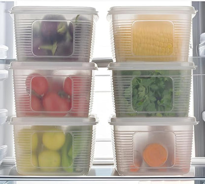 Super Store Plastic Fridge Container - 1800 ml (Pack of 6)