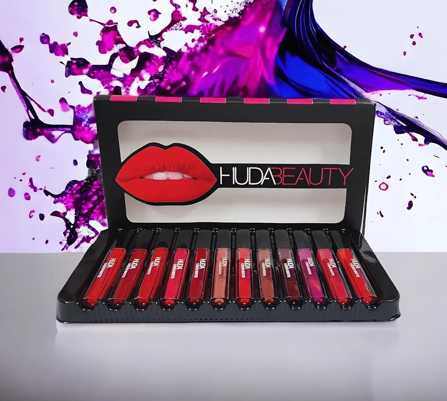 Set of 12 Drpshippr Superstay Unique Color liquid matte nude lipsticks in 5ml tubes, showcasing a variety of beauty shades.