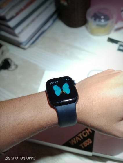 Drpshippr T500 Series 6 smartwatch showing digital display, fitness tracking features, and sleek black design.