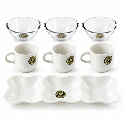 Wukusy 7-piece snack serving gift set with cups, bowls, and divided platter for entertaining and snack presentation