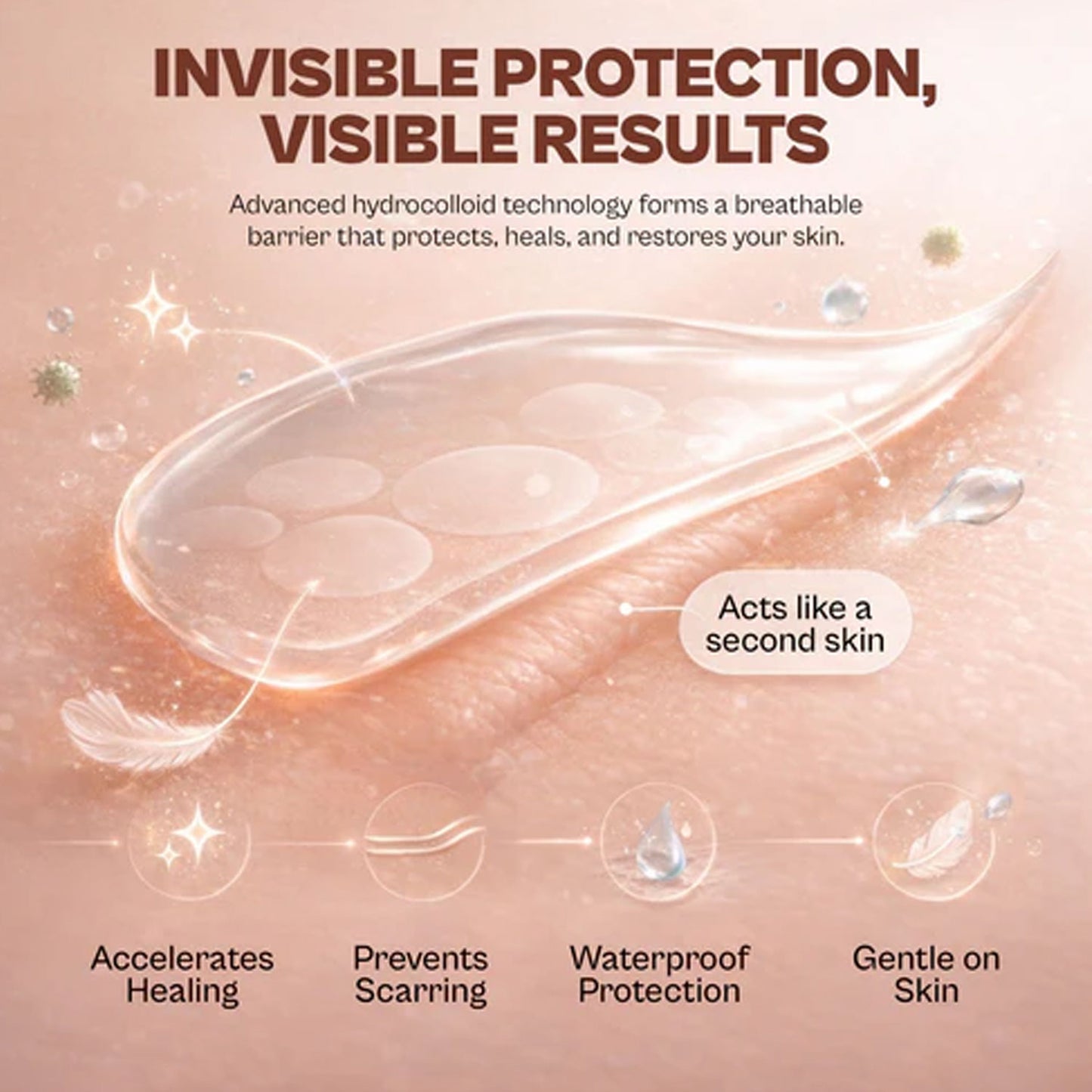 Wukusy Inlief pimple patch set with salicylic acid for acne and pimple treatment, showing clear patches on skin.