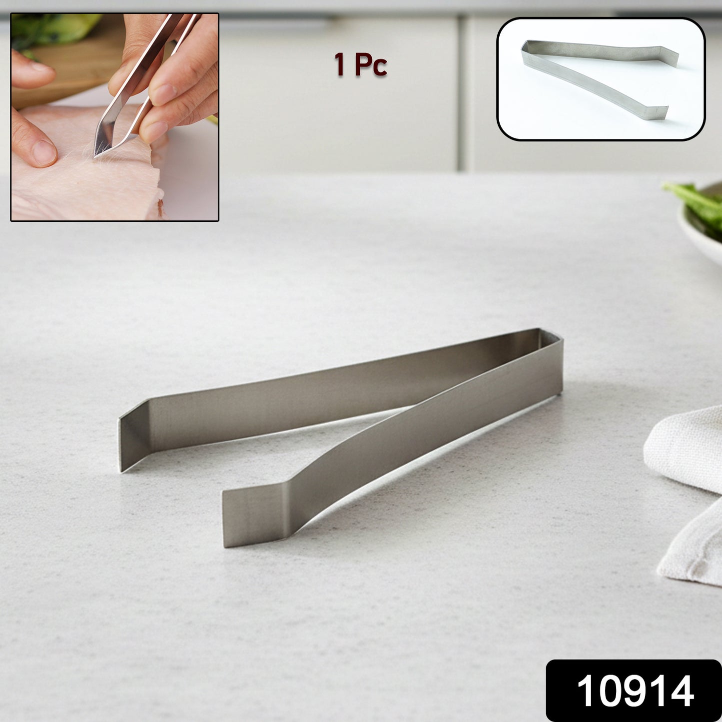 Stainless steel fish bone tweezer by Wukusy, showing a close-up of the precision tweezers used for removing fish bones.