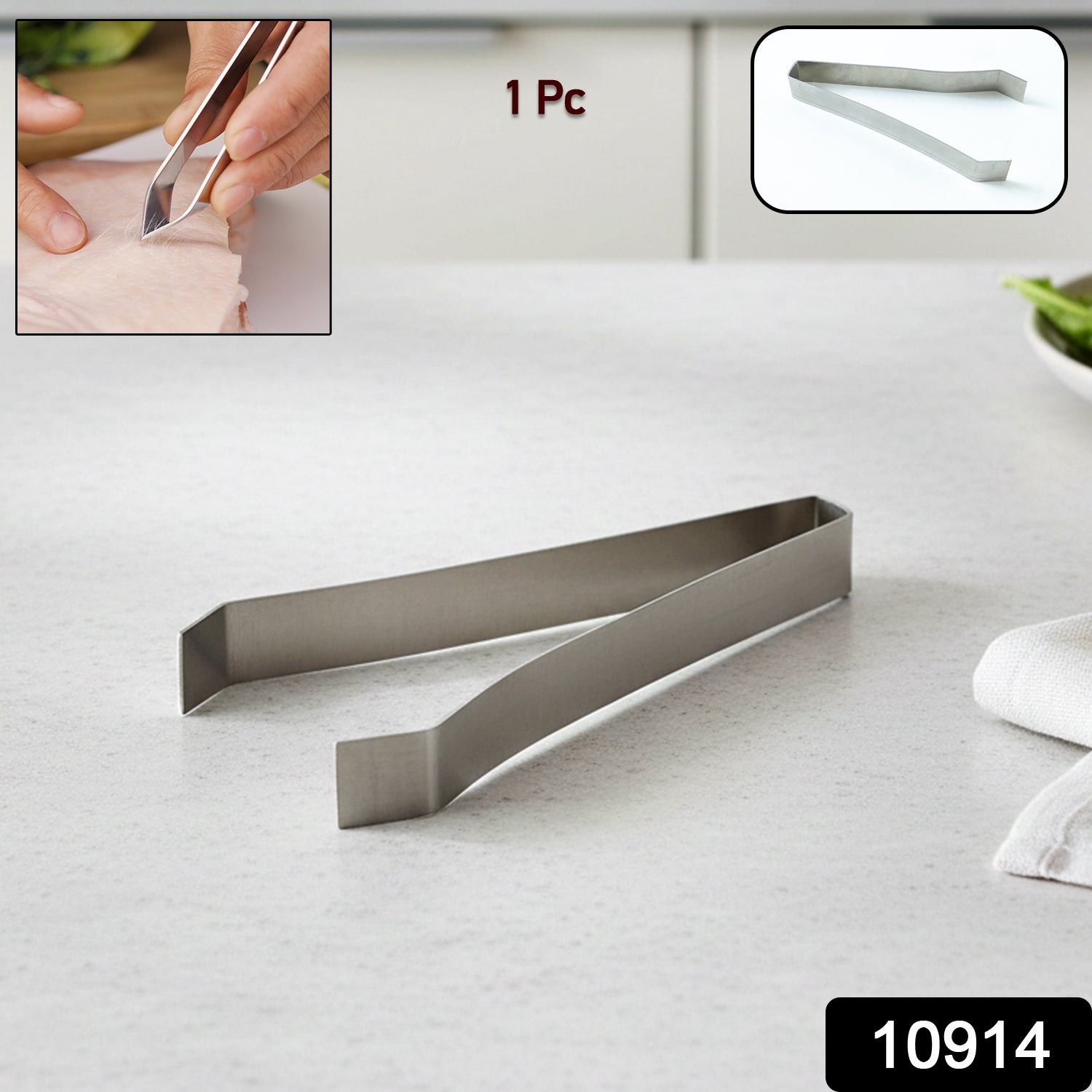 Stainless steel fish bone tweezer by Wukusy, showing a close-up of the precision tweezers used for removing fish bones.