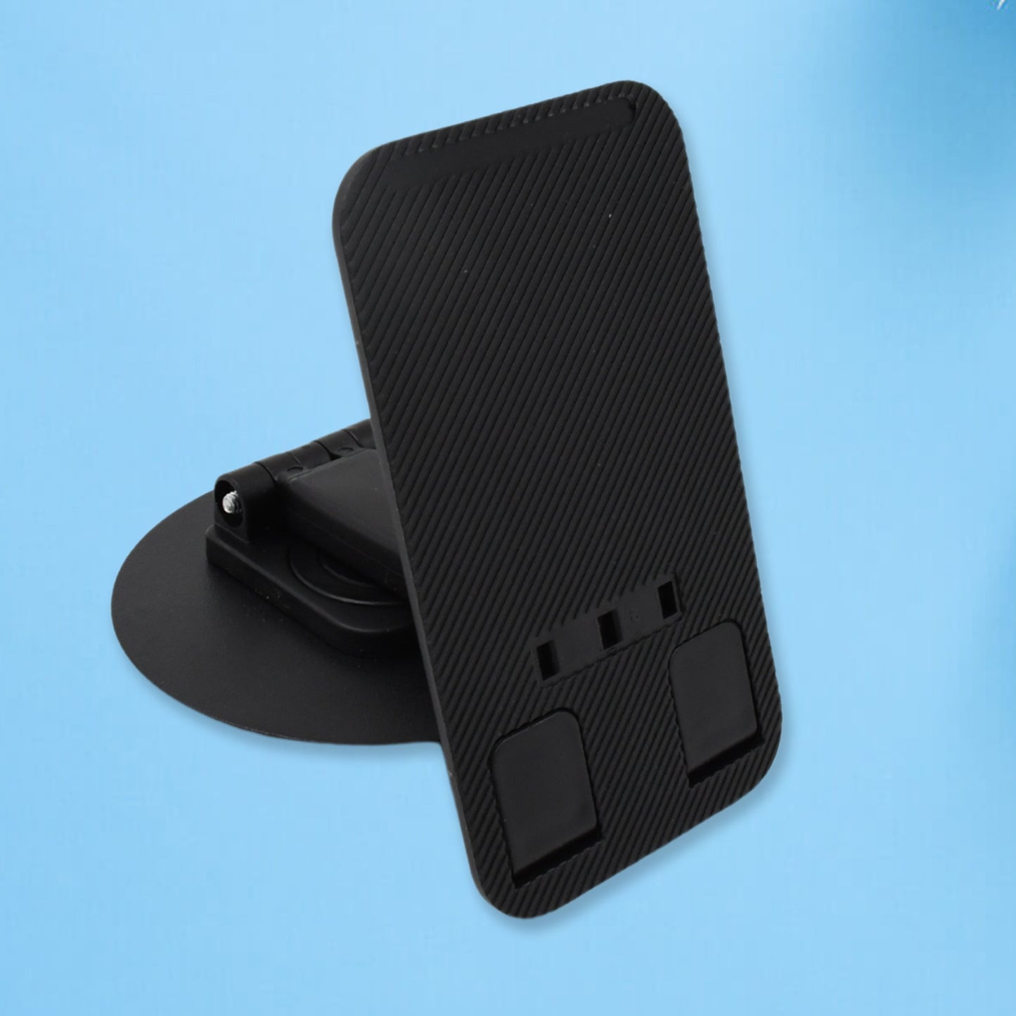 Wukusy mobile holder stand with rotating, foldable design, adjustable height and angle for all mobile phones on a desk.
