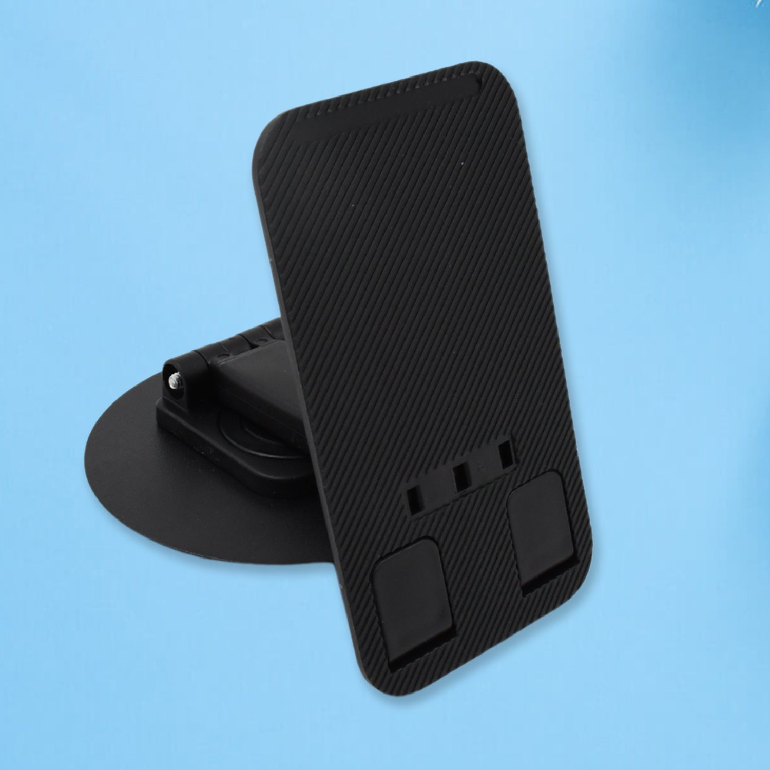 Wukusy mobile holder stand with rotating, foldable design, adjustable height and angle for all mobile phones on a desk.