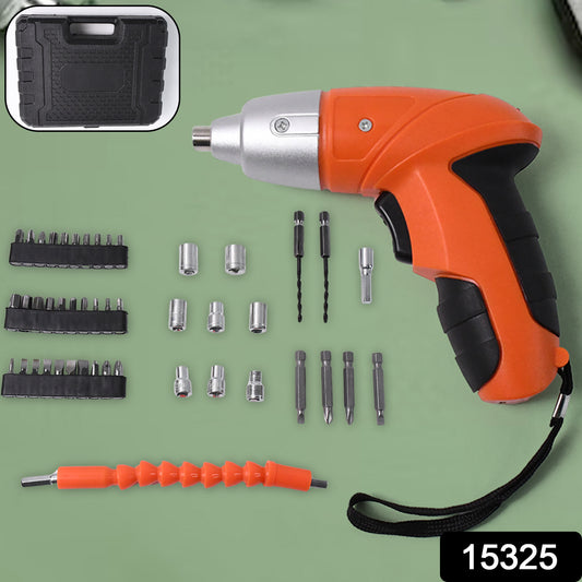 Wukusy portable electric screwdriver set with 45 bits, compact handheld tool for DIY and home repair tasks.